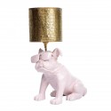 Lampe Chien Bulldog Anglais lin et chapeau doré - Zahra Luxury