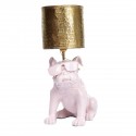 Lampe Chien Bulldog Anglais lin et chapeau doré - Zahra Luxury