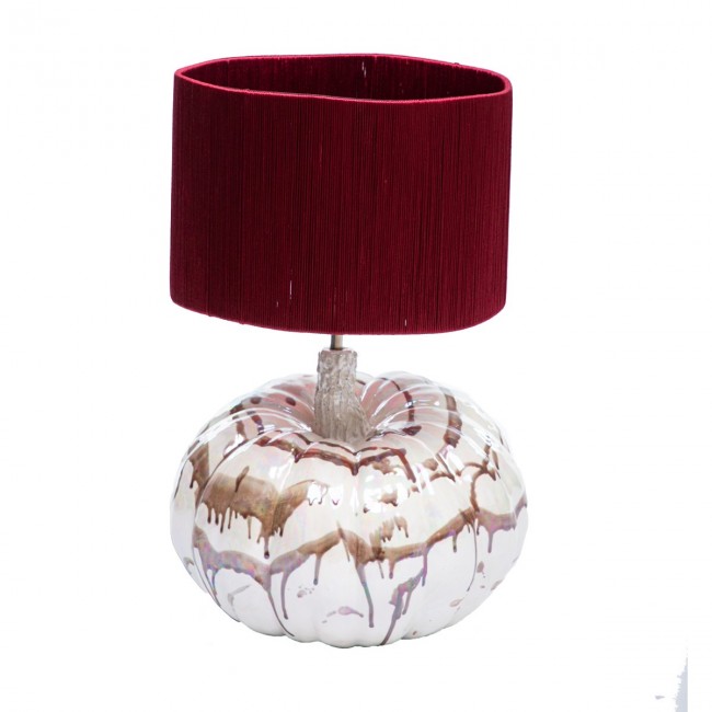 Citrouille blanche avec des forme en rouge bordeaux et chapeau rouge bordeaux - Zahra Luxury
