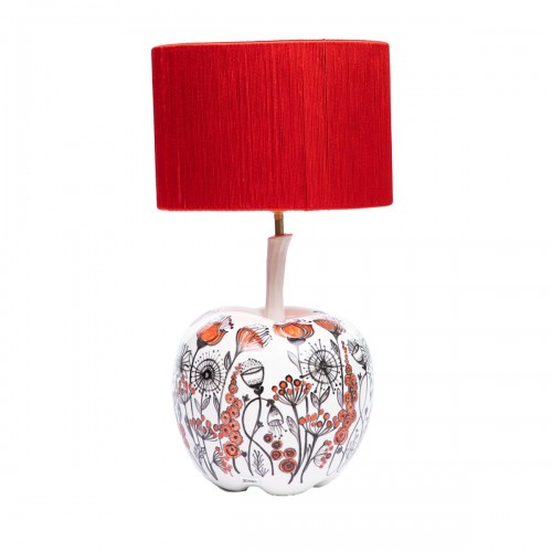 Pomme Adame blanche avec peinture floral rouge et chapeau rouge - Zahra Luxury