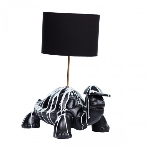 Lampe Tortue Noir avec des lignes blanc et chapeau noir - Zahra Luxury