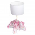 Lampe Tortue Blanche avec des lignes rose et chapeau blanc - Zahra Luxury