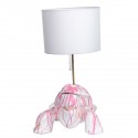 Lampe Tortue Blanche avec des lignes rose et chapeau blanc - Zahra Luxury