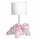 Lampe Tortue Blanche avec des lignes rose et chapeau blanc - Zahra Luxury