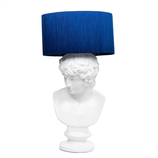 Buste David blanc et chapeau bleu - Zahra Luxury