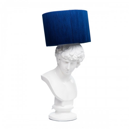 Buste David blanc et chapeau bleu - Zahra Luxury