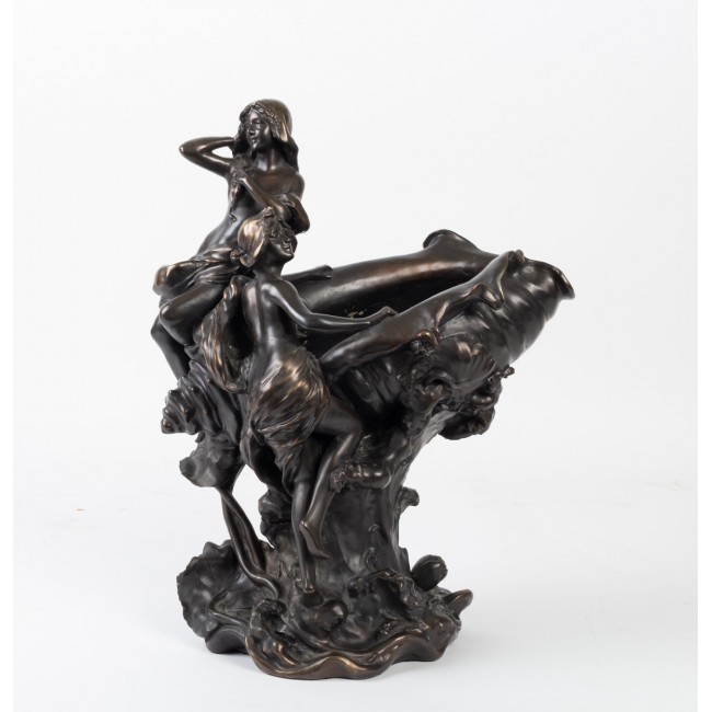 Sculpture bénitier en bronze patiné 1950 - Galerie Camille Barsac - Zahra Luxury