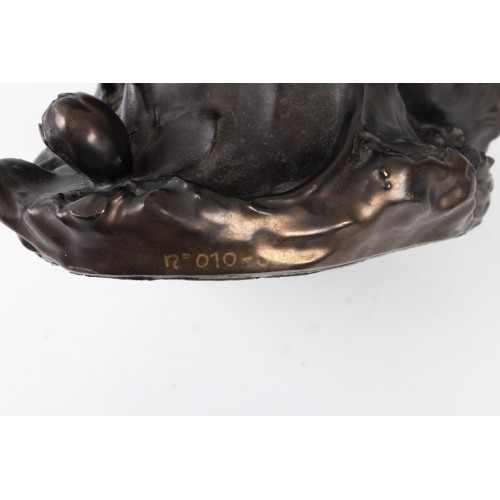 Sculpture bénitier en bronze patiné 1950 - Galerie Camille Barsac - Zahra Luxury