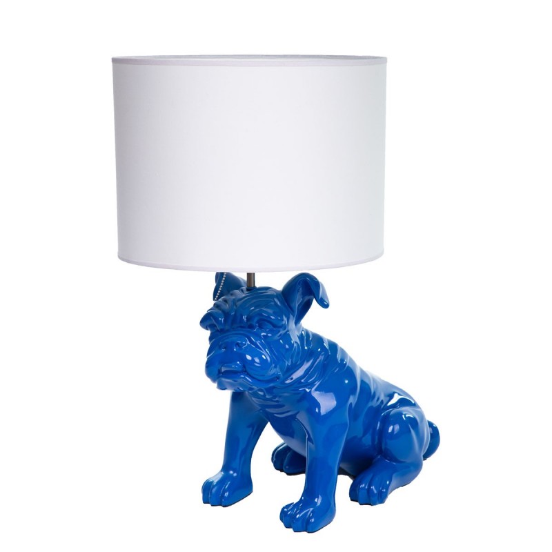 Lampe Chien Bulldog Anglais bleu et chapeau blanc - Zahra Luxury