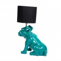 Lampe Chien Bulldog Anglais bleu canard et chapeau noir - Zahra Luxury