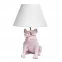 Lampe Chien Bulldog Anglais lin et chapeau blanc - Zahra Luxury